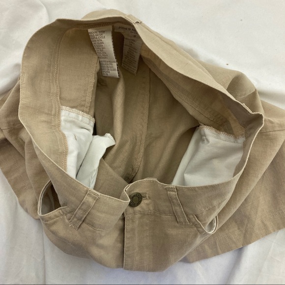 Vintage high waisted linen blend mom shorts khaki - Picture 3 of 9